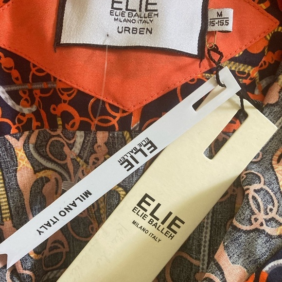 Elie Balleh Milano Italy NWT Shirt Chain-Print Casual Button Down Cotton Shirt - Picture 9 of 11